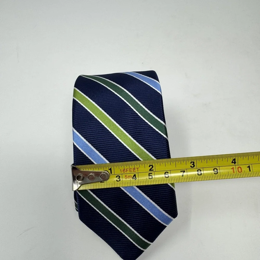Chaps Neckties Mens Navy Paisley Silk + Navy Green Stripe Polyester Lot of 2‎